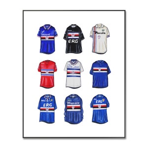 Sampdoria Football Shirt Poster | Sampdoria Football Poster | U.C. Sampdoria Poster | Soccer Jersey | A4 Print | Birthday | Wall Art | Gifts