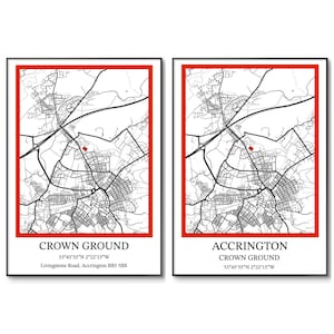 Accrington Stanley voetbalposter | Poster kroongrond | Accrington Stanley Stadium | Minimalistische stadionprint | Cadeaus voor hem | A4-afdruk
