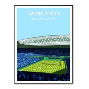 Póster de tenis de Wimbledon / Impresión de la cancha central de Wimbledon / Tenis Grand Slam / Impresión A4 / Cumpleaños / Arte mural / Regalo de tenis de Wimbledon 2025 /