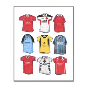 Poster della maglia da calcio del Barnsley / Poster della maglia da calcio del Barnsley / Maglietta retrò / Maglia fatta a mano / Stampa A4 / Compleanno / Arte murale / Regali per lui