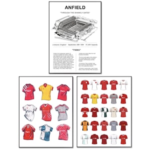Liverpool Football Shirt & Anfield Stadium Poster Set (A4 Print)