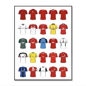Barnsley Poster | Barnsley Fußball-Hemd | Barnsley Football Poster | Fußball Kunstwerk | Retro Kit | Fußball-Kit | Weihnachten | A4 Druck
