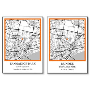 Dundee United voetbalposter | Tannadice Park-poster | Dundee voetbalprint | Dundee, United States | Dundee Stadium-print | Verjaardag | A4-muurkunst