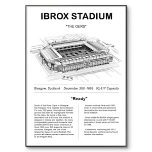 Rangers Football Poster, Ibrox Stadium, Glasgow Ranger Poster, Rangers Stadium |  Football Club  | Birthday | Wall Art | Gifts for Him