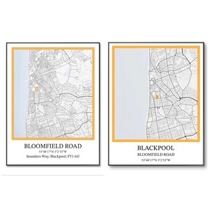 Voetbalposter Blackpool | Blackpool Football Stadium | Bloomfield Road-print | Blackpool-cadeau | Handgemaakte A4-print | Verjaardag | Kerstmis