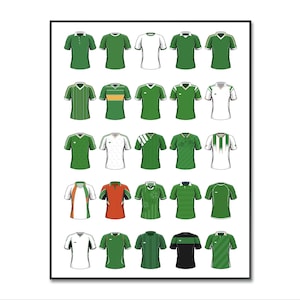 Ireland Football Shirts Poster: Retro Jersey Art Print (A4)