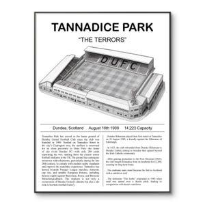 Dundee United-poster | Tannadice Park voetbalposter | Dundee voetbalprint | Dundee, United States | Dundee Stadium-print | Verjaardag | A4-muurkunst