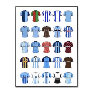 Coventry City Football Shirt Print: Sky Blues | Coventry Football Poster | Classic Football Shirt | Birthday | A4 Wall Art Print | Christmas