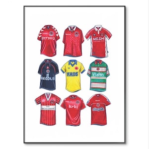 Cartaz da camisa de futebol Charlton Athletic | Cartaz Charlton | Camisa de futebol clássica | Impressão de futebol | Arte de parede de futebol | Aniversário | Natal