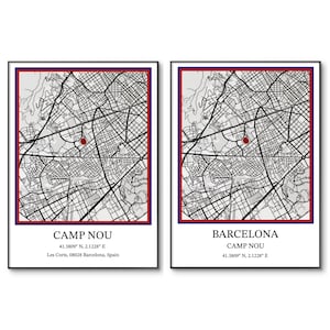Affiche de football de Barcelone | Affiche de football du camp Nou du FC Barcelone | Affiche du Camp Nou | Plan minimaliste du stade | Arène de Barcelone | Impression A4