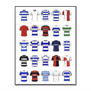 Queens Park Rangers voetbalshirt poster | QPR-voetbalposter | Voetbalshirt | A4-afdruk | Verjaardag | Muurkunst | Cadeaus voor hem | QPR-afdruk