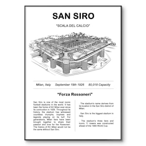 AC Milan Poster | San Siro Poster | AC Milan Football Club | San Siro Print | Minimalist Print | Birthday | Wall Art | Soccer Stadium Gift
