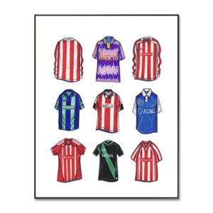 Póster de camisetas de fútbol retro clásicas del Stoke City FC, camiseta casera de The Potters, impresión A4, cumpleaños, arte de pared, regalos para él