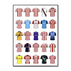 Stoke City-poster voetbalshirts | Stoke | Klassieke voetbalshirts | Voetbalprint | Muurposter | Verjaardag | Kerstmis | Cadeaus