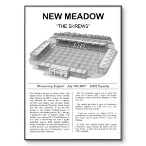 Impressão do Estádio Shrewsbury Town: New Meadow - Arte de Parede de Futebol