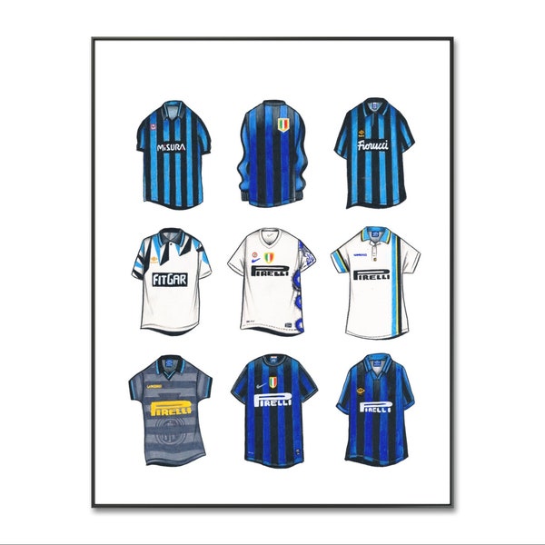 Inter MilanShirts Print | Internazionale Football Club | Milan Shirt Poster | Homemade Jersey | A4 Print | Birthday | Wall Art | Milan Gift