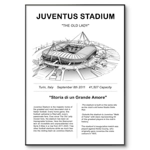 Poster du stade de football de la Juventus FC, stade de la Juventus, impression du stade fait maison du club de football de la Juve | Anniversaire | Art mural | Cadeaux pour lui