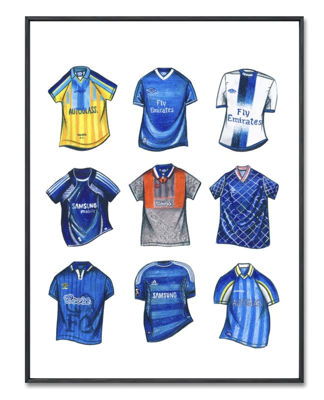 Chelsea FC Classic Retro Football Shirts Poster Chelsea Etsy