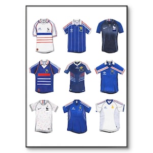 France Football Shirt Poster: Retro Jersey Print (A4 Handmade)