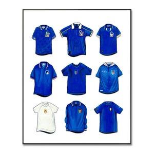 Italy Football Shirt | Italy Football Poster | Classic Football Shirts | Football Prints | Soccer Kit | Wall Art | Birthday | Christmas |