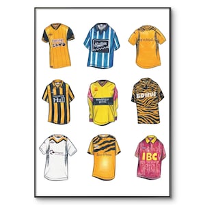 Hull City Football Poster: Retro Kit | Hull Football Shirt | Classic Football Shirt | Birthday | A4 Wall Art Print | Christmas