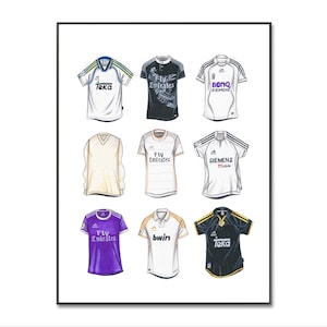 Real Madrid Fußball Shirt Poster, Real Madrid FC Classic Homemade Trikot Druck Digitaler Download