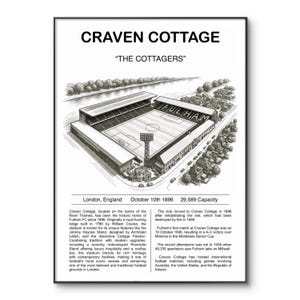 Fulham Football Stadium Poster: Craven Cottage A4 Print