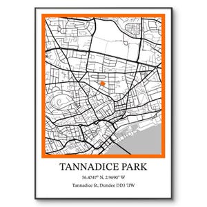 Dundee United Football Poster: Tannadice Park Map Art