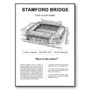 Chelsea football Poster | Stamford Bridge Poster | Football Stadium | Chelsea Football Club | Chelsea Stadium Poster | Birthday | A4 Artwork