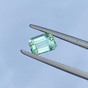 1.00 Carats Mint Green Tourmaline Emerald Cut 7x5 mm AAA Quality Natural Color Africa Origin Tourmaline RANA IMPEX