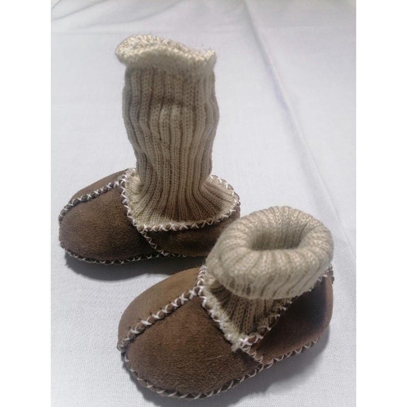 Leather Moccasins, Baby Booties, Baby Moccasins, Infant Booties, Crochet Baby Booties, Baby Slippers, Lambskin Shoes For Babies and Toddlers image 4