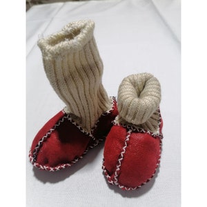 Leather Moccasins, Baby Booties, Baby Moccasins, Infant Booties, Crochet Baby Booties, Baby Slippers, Lambskin Shoes For Babies and Toddlers image 6