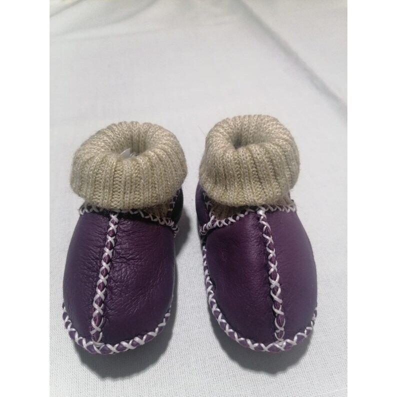 Leather Moccasins, Baby Booties, Baby Moccasins, Infant Booties, Crochet Baby Booties, Baby Slippers, Lambskin Shoes For Babies and Toddlers image 1