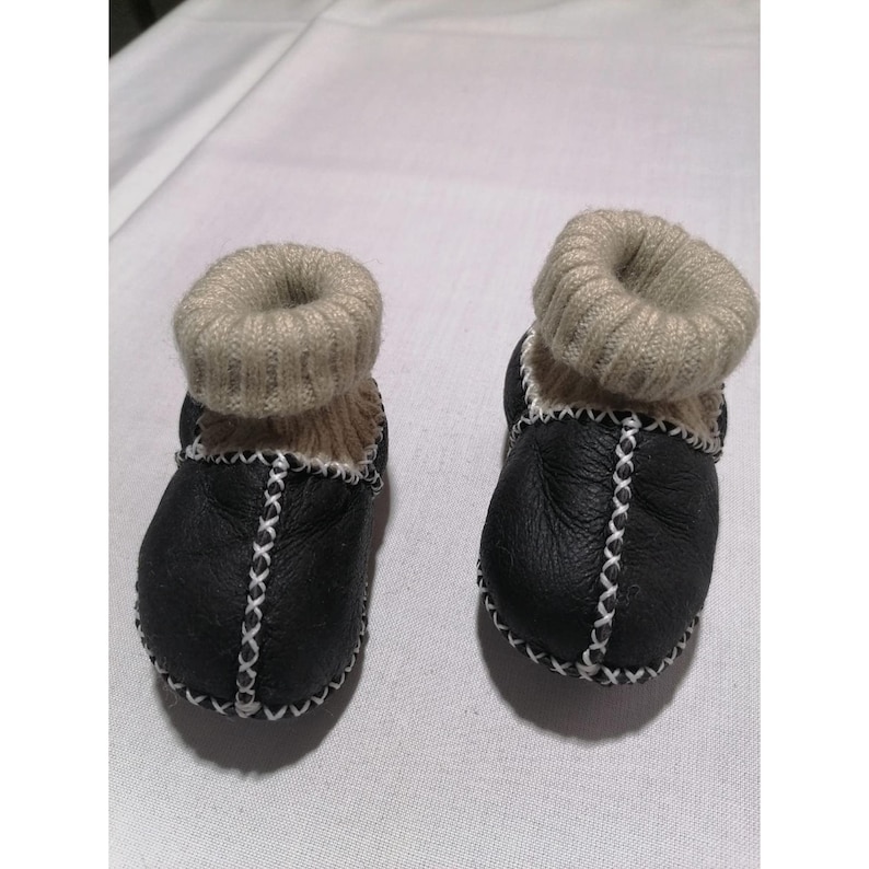 Leather Moccasins, Baby Booties, Baby Moccasins, Infant Booties, Crochet Baby Booties, Baby Slippers, Lambskin Shoes For Babies and Toddlers image 7