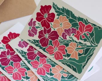 Twilight Haze Wallflowers Notecards (Spring Garden Flower) | Set of 8 Cards & Envelopes