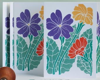 Primroses in Spring Notecards (Spring Garden Flowers) | Set of 8 Cards & Envelopes