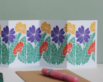 Primroses in Spring Garland Card (Cottage Garden Flowers) | Single Card & Envelope