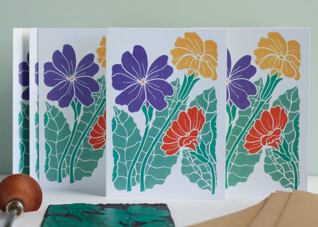 Primroses in Spring Notecards (spring Garden Flowers) | Set of 8 Cards ...