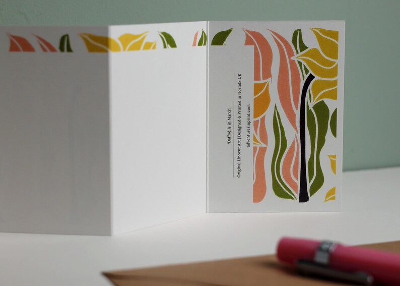 Daffodil Garland Flower Card (March Spring Birth Flower) | Single Card & Envelope imagem 5