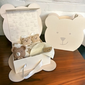 TEDDY BEAR baby shower box set, Teddy Blanket, teddy socks, rattle, teddy bear baby shower gift