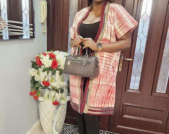 KIMONO, atuendo africano, vestido teñido anudado, adire, Kampala, chaqueta, ropa de mujer, poncho