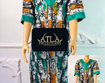 Vestido Adire Bubu Maxi: Kaftan africano Tie Dye, atuendo de algodón para mujer