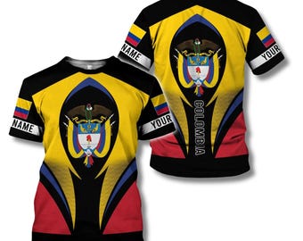 Personalized Colombia Flag Hoodie, Sweatshirt or Tee with Custom Name