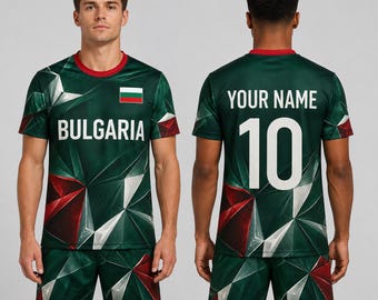 Camiseta de fútbol de Bulgaria personalizada, camiseta de fútbol búlgara con nombre y número personalizados, regalo perfecto.