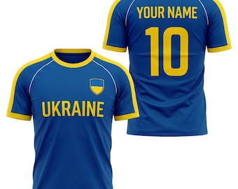 Aangepast Oekraïens voetbalshirt, shirt met naamnummer voor fans