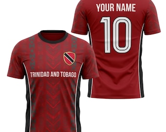 Aangepast voetbalshirt Trinidad en Tobago, gepersonaliseerd shirt met naamnummer voor fans