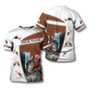 Shirt, hoodie of hoodie voor boomverzorger – aangepaste naam – leren kettingzaag en houthakkersontwerp voor boomwerkers