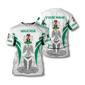 Personalized Nigeria Shirt, Custom Name Nigerian Flag Jersey Tee or Hoodie