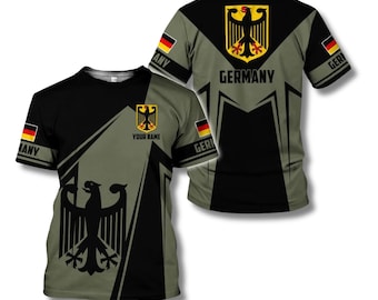 Personalized Germany Eagle Shirt with Custom Name, Deutschland Jersey T-Shirt, Black Olive All Over Print, German Flag Pride Gift for Fans