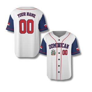 Personalized Dominican Republic Baseball Jersey, Custom Name & Number Button Up Shirt
